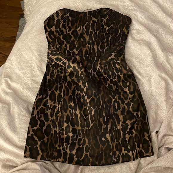 Guess Leapord Print Strapless Evening Party Dress - Picture 2 of 9